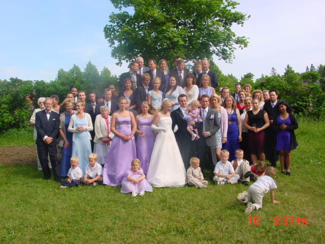 Bild: Alla gäster, bröllop Västerhaninge hembyggdsgård